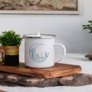 Fournisseur chinois de vaisselle en émail de porcelaine non toxique, réutilisable, en métal, pour le camping, les voyages, tasse à bougie en émail pour la promotion - Product Image 1