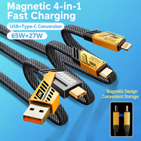 Convertisseur universel 4 en 1, charge super rapide PD 27W 6A, câble de données USB Type-C avec gaine en nylon, écologique pour téléphone portable