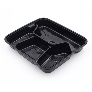 Boîte à lunch jetable en plastique PP de qualité alimentaire pour restaurant, 3 compartiments, conteneur alimentaire à emporter avec logo personnalisé - Product Image 4