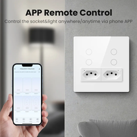 Tuya Smart Brésil Wifi 4 Interrupteur Mural avec Prise Brésilienne Prise Brasil Télécommande