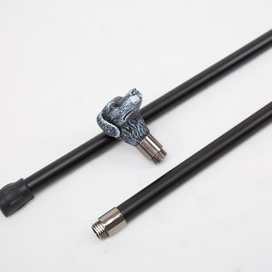 Canne télescopique vintage avec poignée en résine en forme de tête de chien, bâton de marche réglable en métal avec embout en caoutchouc pour usage extérieur - Product Image 3