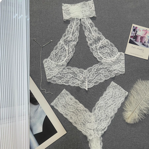 Openwork Neck holder Neck Lace Abnehmbarer Strass Sexy Damen Jumps uit, Pure White European und American Teddy Sexy Dessous - Product Image 1