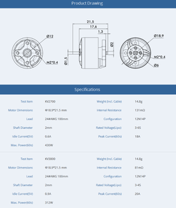 T-Hobby <span class=keywords><strong>F1507</strong></span> sans arbre 2700KV 3800KV 3S-6S Brushless Bldc Fpv Racing Drone Motor pour Multirotor - Product Image 5