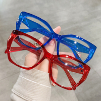 Lunettes de vue unisexes tendance, œil de chat rouge, semi-cerclées, monture intégrale, anti-lumière bleue, correction de la myopie pour adultes