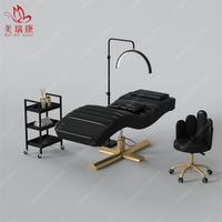 Table de massage pour traitement électrique de luxe rose, extension de cils pour salon de beauté du visage, lit incurvé pour salon de beauté