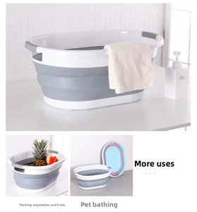 Panier à linge pliable en plastique portable avec un design minimaliste moderne pour l'organisation des vêtements dans la salle de bain (petit 24L et grand 39L) - Product Image 4