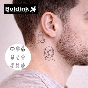 Autocollant de tatouage semi-permanent Boldink personnalisé réaliste Jésus Vierge Marie, imperméable, longue durée (2 semaines), encre Jagua - Product Image 3