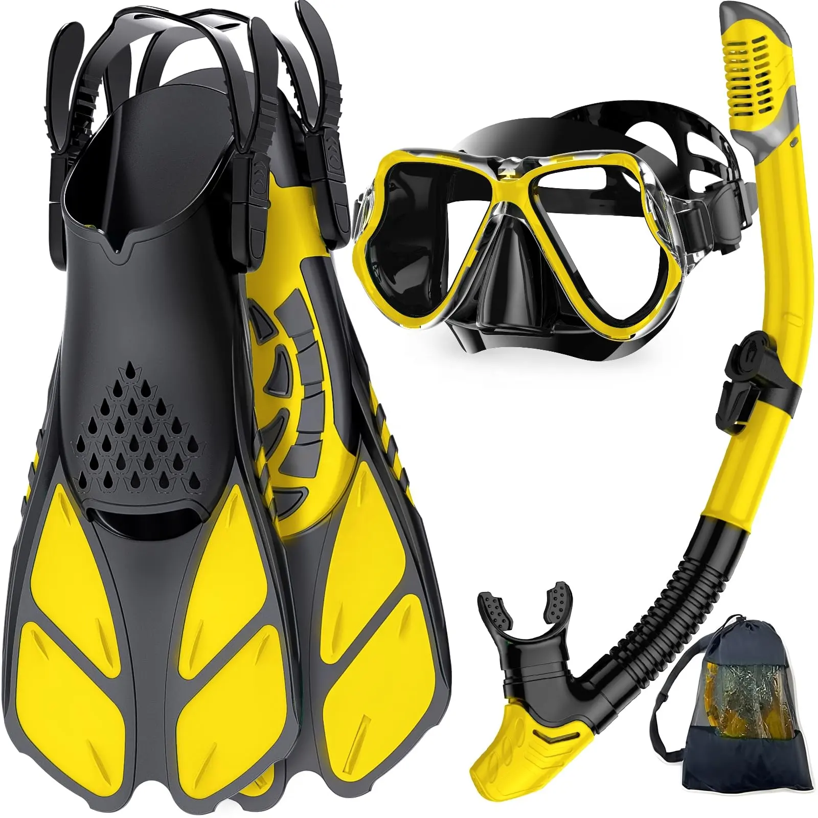 Manufacturers Custom Anti Fog Diving Set Three Snorkel Set Mask Swimming Fins With Snorkelling Gear Bag