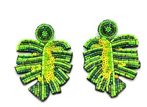 Boucles d'oreilles pendantes en forme de feuille de banane, boucles d'oreilles vertes pour femmes, bijoux spéciaux pour noël, vente en gros en inde, nouvelle collection - Product Image 2