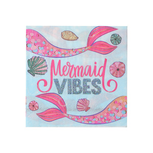 Mermaid Print Paper Napkins 330mm Disposable For Themed Party Use - Product Image 5