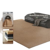 Tapis synthétique HENGJIU en faux sisal jute, lavable en machine, couleur unie, anti-rayures, sans perte de fibres, durable, pour salon
