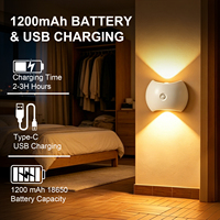 Lampe murale à détecteur de mouvement rechargeable, lumière LED magnétique USB, 3CCT RGB, lumière intérieure pour escalier, couloir, armoire