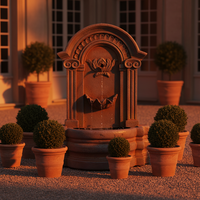 Fuente de Agua Decorativa de Pared, Estilo Europeo Antiguo, con Efecto de Piedra Envejecida, de Resina Resistente, con Tallado Floral Ornamental, para Jardín Exterior