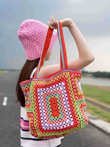 Borsa fatta a mano all'uncinetto con Design monospalla alla moda Casual con chiusura aperta nuova <span class=keywords><strong>nonna</strong></span> intrecciata geometrica - Product Image 5