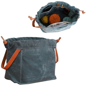 Newest knitting project bag waxed canvas travel project wrist tote yarn crochet storage bags