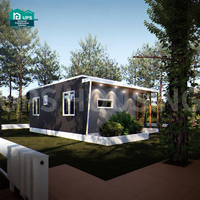 Villa Prefabricada Moderna de 1 Planta con Techo a Dos Aguas, 2 Dormitorios, Estructura de Acero Ligero, Diseño de Lujo para Vivir, Prefabricado de Alta Calidad