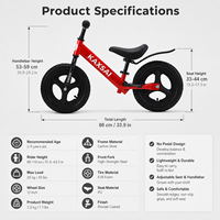 Trottinette d'équilibre durable pour enfants, cadre en acier carbone de 12 pouces, vélo d'apprentissage sans pédales pour tout-petits de 2 à 6 ans