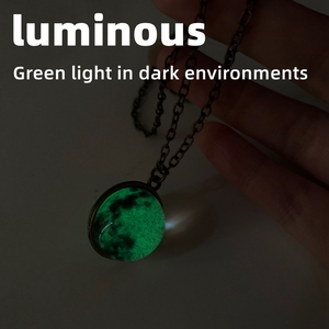 Ingrosso <span class=keywords><strong>pianeti</strong></span> luminosi nebulosa spazio esterno palla di vetro ciondolo catena di metallo argento gioielli collana da donna - Product Image 3