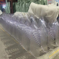 Chaise empilable moderne en plastique transparent pour mariages, banquets, fêtes, salons, appartements, villas, hôtels et lieux événementiels