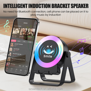 Support de téléphone à induction automatique avec haut-parleur RGB, support de téléphone multifonctionnel réglable avec son surround pour la maison, le bureau et le bureau à domicile - Product Image 2