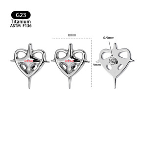 G23 <b>Titanium</b> Star Ear <b>Stud</b> 8mm 9mm F136 Implant Grade Body Jewelry Unisex - Product Image 1