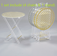 Meubles de salon saoudiens modernes, ensemble de 4 pièces, table basse pliable et portable en acrylique avec support de rangement, style moyen-oriental