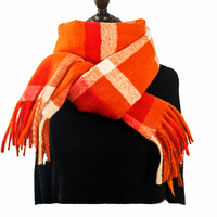 Écharpe en cachemire à carreaux personnalisée, écharpe-couverture à carreaux surdimensionnée, écharpes d'hiver douces et chaudes pour femmes, longues franges à pompons, OEM ODM