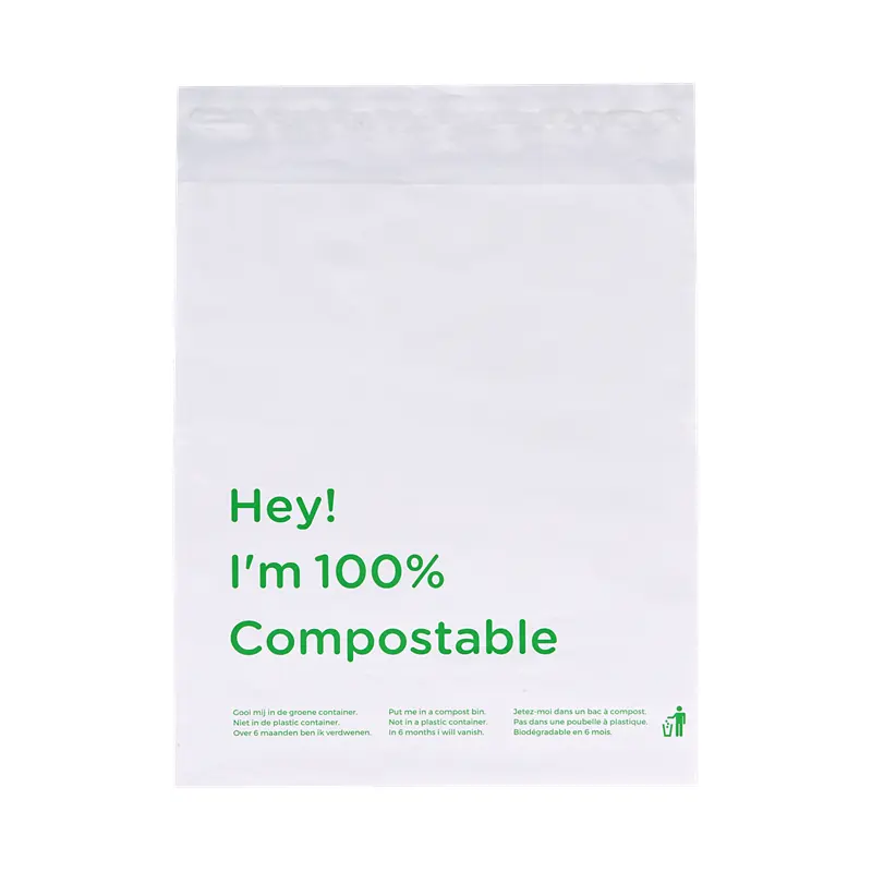 Sacchetto di consegna espresso bianco imballaggio compostabile spedizione mailer sacchetti di spedizione in poliestere riciclabili Logo personalizzato