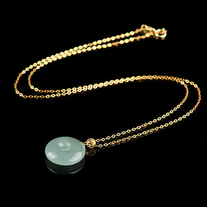 Colgante de <span class=keywords><strong>jade</strong></span> verde y aceite de grado A para mujer, con hebilla, <span class=keywords><strong>oro</strong></span> de 18K, con incrustaciones de <span class=keywords><strong>jade</strong></span>, Donut - Product Image 3