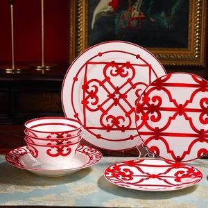 Wholesale Luxury 58pcs Bone China <b>Dinnerware</b> Set Porcelain Plates-Premium Ceramic for Home Use - Product Image 6