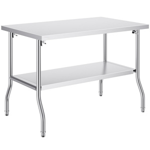 <span class=keywords><strong>Table</strong></span> <span class=keywords><strong>pliante</strong></span> en acier inoxydable de haute qualité, <span class=keywords><strong>table</strong></span> de préparation de qualité commerciale, pieds renforcés, sans roulettes, finition polie <span class=keywords><strong>pour</strong></span> restaurant - Product Image 3