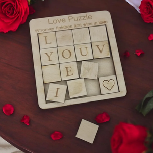 Puzzle d'amour personnalisé - Cadeaux de mariage et de la Saint-Valentin avec cœur <span class=keywords><strong>en</strong></span> <span class=keywords><strong>bois</strong></span> <span class=keywords><strong>sculpté</strong></span> et sac, Souvenir de couple <span class=keywords><strong>en</strong></span> <span class=keywords><strong>bois</strong></span> artisanal - Product Image 4