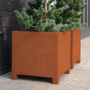 Maceta de acero corten color óxido, maceta de acero para exteriores, macetas para plantas de jardín, maceta cúbica de acero corten para jardín - Product Image 4