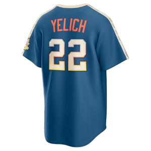Maillot de football américain pour hommes 2026 Milwaukee City Connect Stadium Jersey Bleu Minéral # 22 Christian Yelich # 11 Chourio # Maillot de baseball Misiorowski 32 - Product Image 2