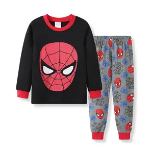 Pyjama en coton à manches longues pour garçons, costume de dessin animé pour enfants, vêtements de maison pour bébé Spider-Man, printemps et hiver