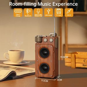 New Arrival Popular retro bằng gỗ MDF BT loa không dây 1800mAh có thể sạc lại FM Đài phát thanh loa - Product Image 3