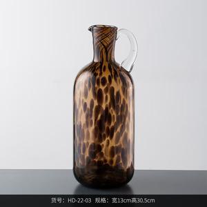 Jarrón de Vidrio con Forma de Tetera y Patrón de Concha de Tortuga, Estilo Moderno de Mediados de Siglo, para Decoración del Hogar - Product Image 3