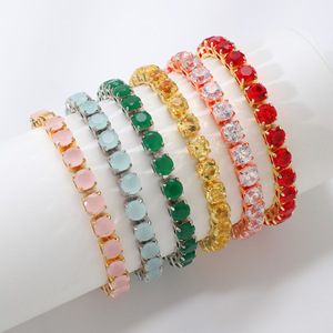 Bracelet Hip Hop Urban Iced Out, Chaîne Tennis Pavé de Zircone Cubique Ronde 6mm, Bijou Unisexe Streetwear, Nouvelle Collection - Product Image 1