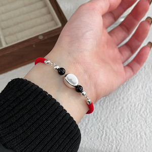 S925 Sterling Silver Braided Red Rope <b>Bracelet</b> For Women Simple <b>Adjustable</b> Jewelry Gift For Zodiac Year Personalized Accessories - Product Image 1