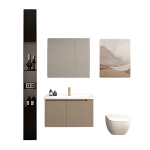 Minimalist style washbasin integrated cabinet bathroom cabinet wash basin seamless ceramic integrated basin - Product Image 5