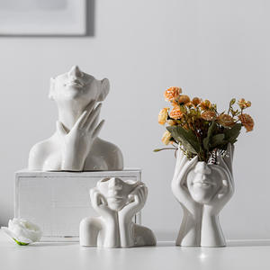 Ornamento di arte del corpo bianco <span class=keywords><strong>con</strong></span> il viso d'abbraccio <span class=keywords><strong>vaso</strong></span> in ceramica creativo per la decorazione della casa - Product Image 2