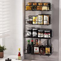 Lot de 4 porte-bocaux d'assaisonnement de cuisine pour réfrigérateur en métal, organisateur de porte-épices magnétique pour réfrigérateur