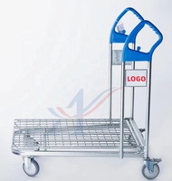 Chariot de courses en acier / Chariot à plateforme à quatre roues personnalisable OEM, capacité 300 kg