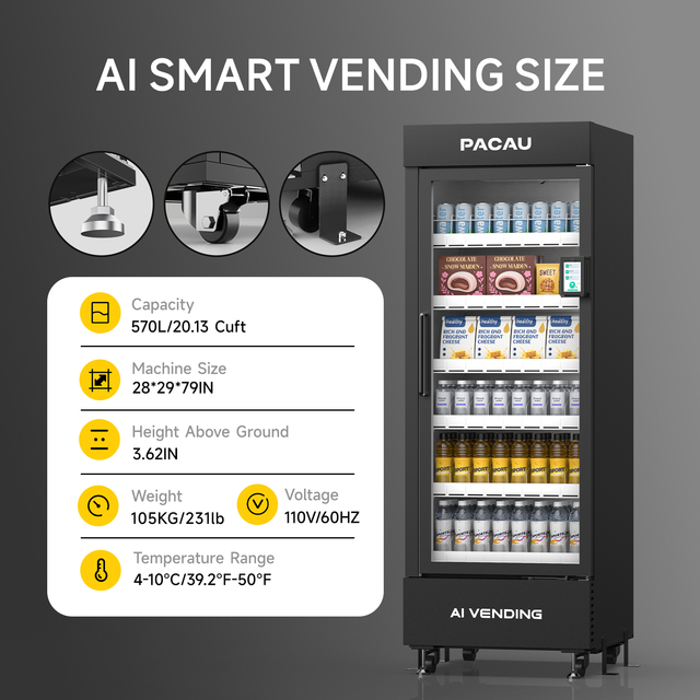 Shengma Smart AI Vending Machine 24/7 Unattended Retail 570L Capacity 4G LTE Enabled Card/Scan Payment Remote Monitoring