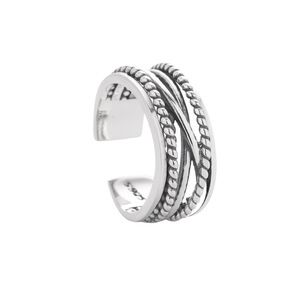 Korean Dongdaemun Thai <b>Silver</b> Braided <b>Ring</b> Geometric <b>Wave</b> Design Unisex Jewelry Gift - Product Image 5