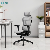 Chaise de bureau ergonomique en maille à dossier haut avec appui-tête et soutien lombaire, chaise pivotante pour le personnel de bureau