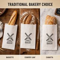 Sacs de boulangerie en kraft blancs écologiques et recyclables, à bordure dentelée, pour pain artisanal, baguette, pain de mie, résistants à la graisse, impression de logo personnalisée