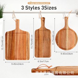 Planche à découper en bois ronde carrée de 15,75 po x 9,45 po pour servir steak, pain, pizza, usage en cuisine - Product Image 1
