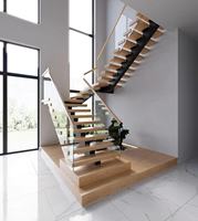 Escalier suspendu personnalisé HZ, style classique et simple, marches en bois, escalier suspendu pour villa, escalier d'hôtel