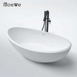 Matt independiente mineral de bañera de fundición de piedra mármol resina bañeras moderno cuarto de baño de piedra artificial tina de superficie - Product Image 5